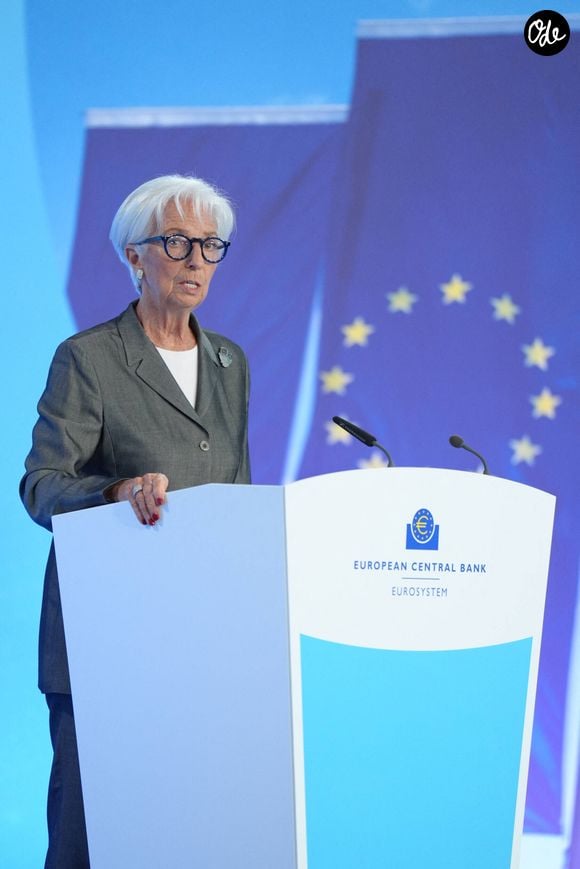 Conference de presse de Christine Lagarde - Le Conseil des gouverneurs de la BCE a maintenu inchangés les taux directeurs de la zone euro. Le taux de dépôt, essentiel pour les banques et les épargnants, reste fixé à 2,25 %. La conférence de presse portera principalement sur les décisions de politique monétaire ainsi que sur les perspectives de la banque centrale. Francfort-sur-le-Main, Banque centrale européenne, Hesse, Allemagne. Décision de la BCE sur les taux d'intérêt, 23 juillet 2026 . © Imago/PsnewZ/Bestimage