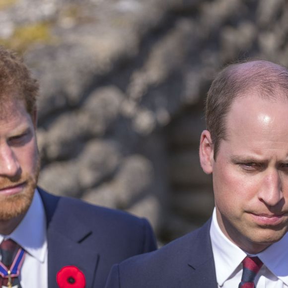 Le prince William, duc de Cambridge et le prince Harry visitent les tranchées de Vimy lors des commémorations des 100 ans de la bataille de Vimy, (100 ans jour pour jour, le 9 avril 1917) dans laquelle de nombreux Canadiens ont trouvé la mort lors de la Première Guerre mondiale, au Mémorial national du Canada, à Vimy, France, le 9 avril 2017. EXPRESS SYNDICATION / BESTIMAGE