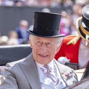 Mais le roi a particulièrement apprécié la compagnie d'une autre personne

Le roi Charles III d'Angleterre - Les royautés assistent à la course hippique Royal Ascot 
© Goff Inf / Bestimage