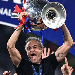 Luis Enrique - Le PSG remporte la Ligue Des Champions 2025, pour la première fois de son histoire, face à l'Inter Milan (5-0) à l'Allianz Arena de Munich, le 31 mai 2025.