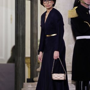 Rachida Dati - Dîner d'Etat en l'honneur de Bola Tinubu, Président de la République fédérale du Nigéria et de sa femme Oluremi Tinubu  au Palais de l'Elysée à Paris le 28 Novembre 2024. © Dominique Jacovides/Bestimage