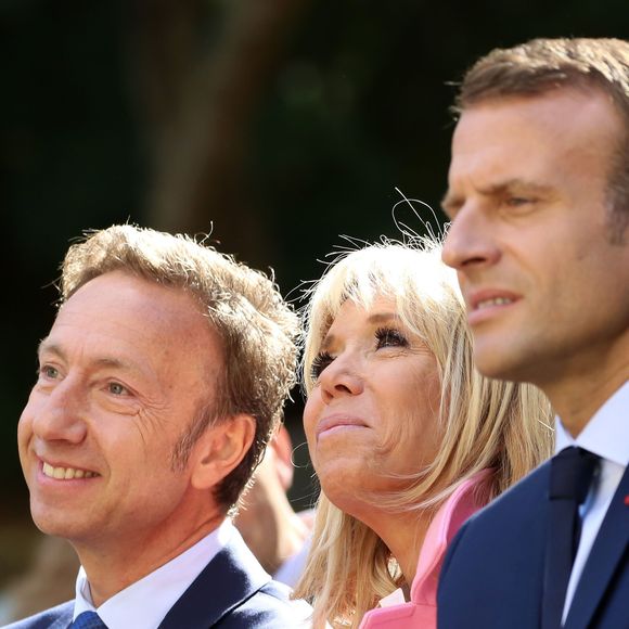 Stéphane Bern, responsable de la mission patrimoine, le président de la République française Emmanuel Macron, sa femme la Première Dame Brigitte Macron (Trogneux) - Le président de la République française et sa femme la Première Dame visitent la villa Viardot à l'occasion des Journées Européennes du Patrimoine à Bougival, France, le 15 septembre 2018. © Stéphane Lemouton/Bestimage