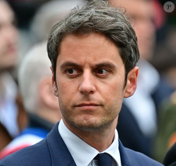 Gabriel Attal lors de la cérémonie de commémoration du génocide arménien de 1915 à Paris le 24 avril 2025. © Christian Liewig / Bestimage