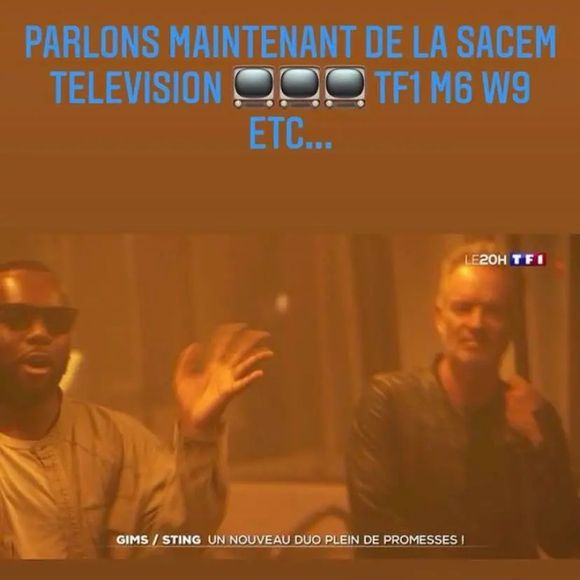 Capture d'écran de la story Instagram de Gims.