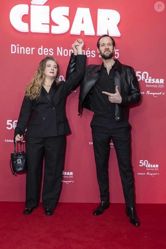 Benjamin Lavernhe, Sarah Suco - Photocall du dîner des nommés 2025 pour la cérémonie des Cesar au Fouquet's à Paris le 10 février 2025 © Olivier Borde /Bestimage