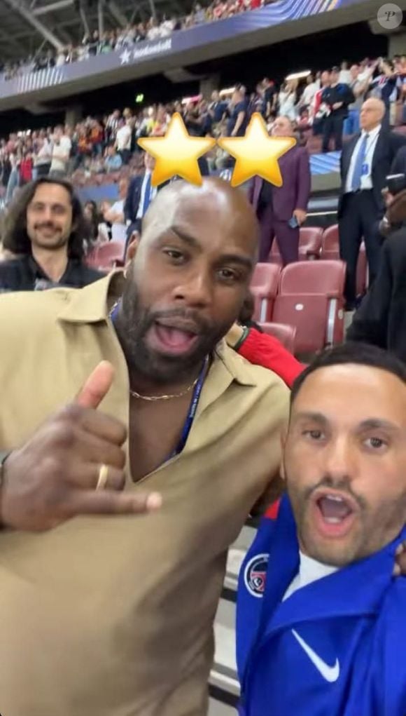 Teddy Riner et Malik Bentalha au Puskás Aréna de Budapest pour la finale de la Ligue des Champions le 30 mai 2026 - Instagram