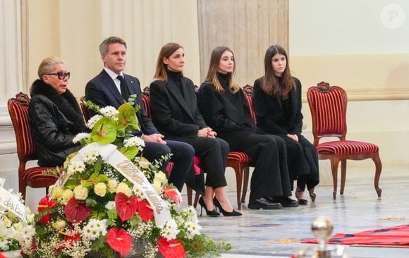 Veillée funèbre du prince Victor-Emmanuel de Savoie, en l'Eglise de Sant'Uberto à Turin, en présence de sa veuve Marina Ricolfi-Doria, de son fils, le prince Emmanuel-Philibert de Savoie avec sa femme la princesse Clotilde Courau et leurs filles les princesses Vittoria et Luisa, le 9 février 2024. Le fils du dernier roi d'Italie s'est éteint le 3 février 2024 à l'âge de 86 ans. Lucia Sabatelli / Bestimage