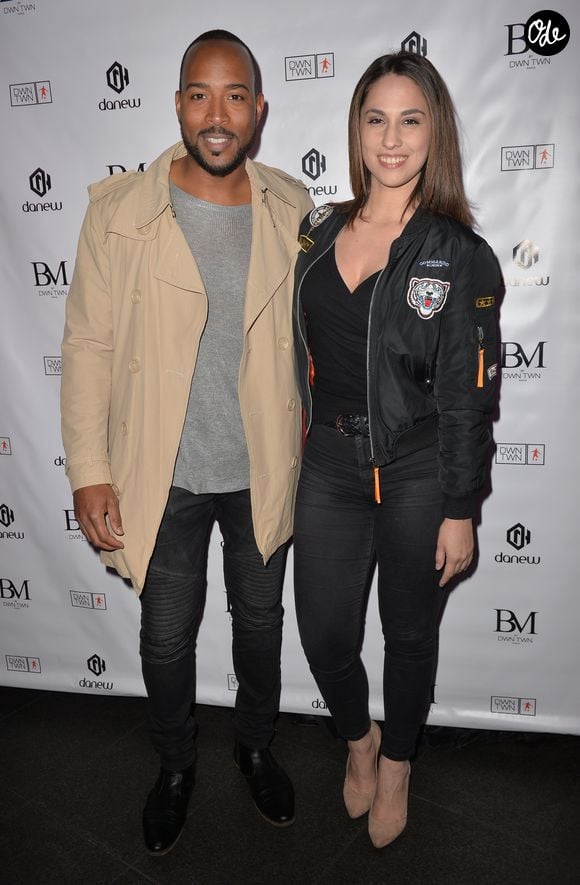 Jean-Luc Guizonne (Star Academy) et sa compagne Charlotte Namura (Téléfoot) - Lancement des smartphones "BM by DWN TWN" de la marque Danew co-créés par Matuidi (joueur du PSG) à l'Elyséum, Paris, le 5 mai 2016. © Veeren/Bestimage