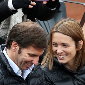 Isabelle Ithurburu et Gonzalo Quesada - People aux Internationaux de France de tennis de Roland Garros à Paris, le 28 mai  2014 lors du match entre Jo-Wilfried Tsonga et Jürgen Melzer. © Dominique Jacovides/Bestimage