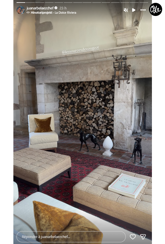 Sur ses réseaux sociaux, l'ancien candidat de Top Chef a partagé quelques bribes de cette escapade romantique et familiale. On y découvre notamment la décoration rustique et ultra-chic des lieux, sublimée par une immense cheminée ancienne en pierre abritant une impressionnante réserve de rondins de bois.

Juan Arbelaez parti dans un hôtel 5 étoiles en Bourgogne avec sa chérie Cassandre et leur fils.