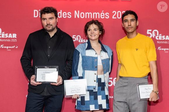 Jonathan Millet, Pauline Seigland, Adam Bessa - Photocall du dîner des nommés 2025 pour la cérémonie des Cesar au Fouquet's à Paris le 10 février 2025 © Olivier Borde /Bestimage