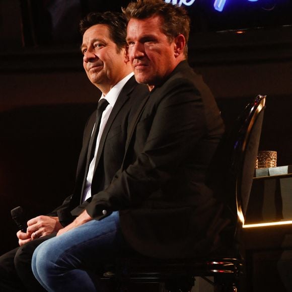 Exclusif - Laurent Gerra, Benjamin Castaldi lors de l'enregistrement de l'émission "Laurent Gerra, l'anniversaire événement" présentée par S.Bern et qui sera diffusée le 7 juin 2025 sur France 2, au théâtre Marigny, à Paris, France, le 28 avril 2025. © Clovis-Moreau/Bestimage