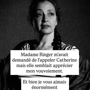 "Madame Ringer m'avait demandé de l'appeler Catherine mais elle semblait apprécier mon vouvoiement. Et bien je vous aimais énormément Catherine."

Vianney rend hommage à Catherine Ringer après l'annonce de sa mort.