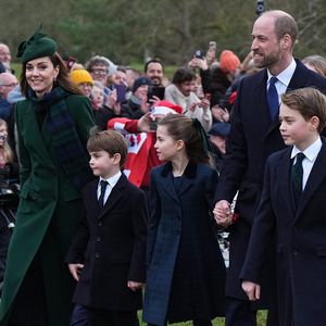 La princesse de Galles, le prince Louis, la princesse Charlotte, le prince de Galles, le prince George assistant au service religieux du jour de Noël à l'église St Mary Magdalene à Sandringham, Norfolk, Royaume-Uni, le mercredi 25 décembre 2024. Photo by Aaron Chown/PA Wire/ABACAPRESS.COM