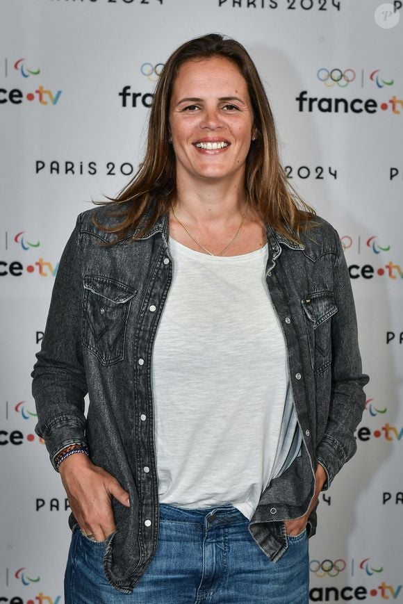 La nageuse française Laure Manaudou pose pour un photocall avant la conférence de presse "Paris 2024" de France Télévision à Paris le 11 juin 2024. Photo by Firas Abdullah/ABACAPRESS.COM