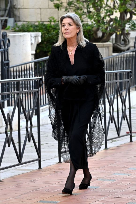 La princesse Caroline de Hanovre - La famille princière monégasque a assisté à la messe pontificale en hommage au pape François, célébrée en la Cathédrale de Monaco par Monseigneur Dominique-Marie David, le 22 avril 2025.
© Bruno Bebert / Bestimage