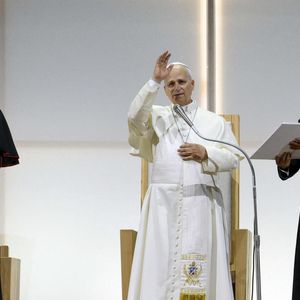 Le pape Léon XIV lors de sa visite à la 47e édition du Meeting pour l’amitié entre les peuples, organisé par le mouvement Communion et Libération. Rimini, 22 août 2026. © ANSA via ZUMA Press / Bestimage