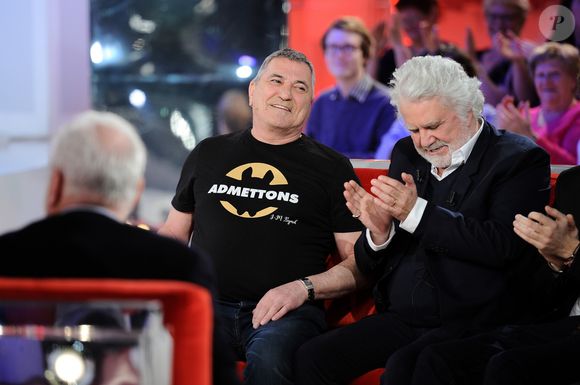 Jean Marie Bigard et Roland Magdane - Enregistrement de l'émission "Vivement Dimanche prochain" présentée par M.Drucker et diffusée le 16 février 2020 sur France 2. Le 5 février 2020
© Guillaume Gaffiot / Bestimage