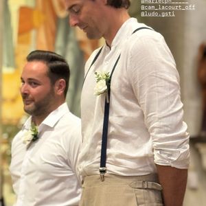 Marius, le fils de Camille Lacourt et d'Alice Detollenaere, "témoin" au mariage de leurs amis