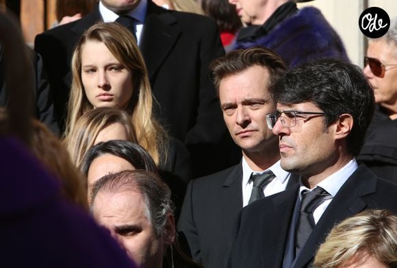David Hallyday et ses filles Ilona et Emma aux obsèques de Michel Pastor en l'église Saint-Charles à Monaco le 6 février 2014.

Agence / Bestimage