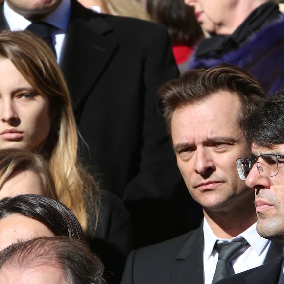David Hallyday et ses filles Ilona et Emma aux obsèques de Michel Pastor en l'église Saint-Charles à Monaco le 6 février 2014.

Agence / Bestimage