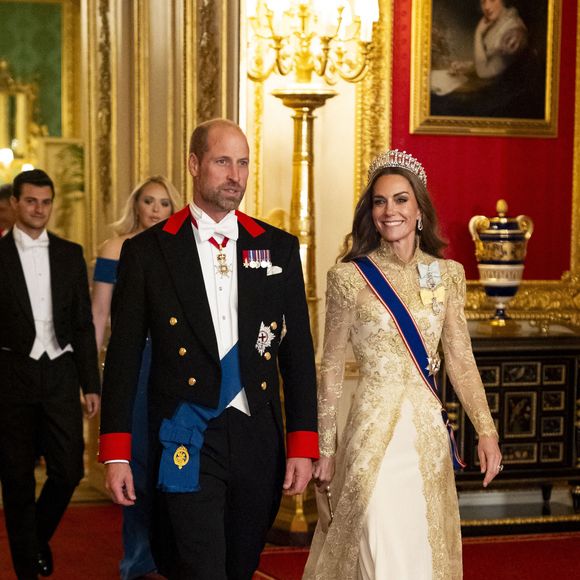 Le prince et la princesse de Galles arrivent au banquet d'État au château de Windsor, dans le Berkshire, le premier jour de la deuxième visite d'État au Royaume-Uni du président américain Donald Trump et de la première dame Melania Trump. Mercredi 17 septembre 2025. Photo by Aaron Chown/PA Wire/ABACAPRESS.COM