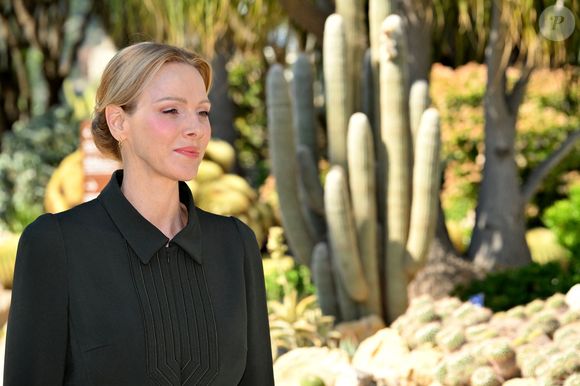 Le prince Albert II de Monaco, sa femme la princesse Charlene et la princesse Caroline de Hanovre ont pu découvrir les travaux d'aménagements réalisés pendant 5 ans au jardin exotique de Monaco avant son ouverture au public le 30 mars.© Bruno Bebert / Bestimage