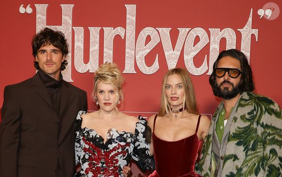 Jacob Elordi, Emerald Fennell, Margot Robbie et Shazad Latif - Avant-première du film "Hurlevent" au Grand Rex à Paris le 2 février 2026. © Coadic Guirec/Bestimage
