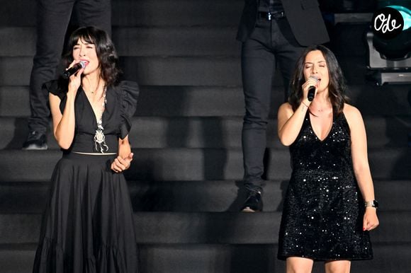 Nolwenn, Suarina et Voce Ventu durant Corsu Mezu Mezu, le concert emmené par Patrick Fiori qui a eu lieu au stade Orange Vélodrome à Marseille, le 22 mai 2026, diffusé le 28 août sur France 3.. © Bruno Bebert/Bestimage
