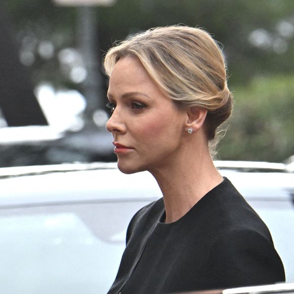 La princesse Charlène de Monaco - Obsèques de Didier Guillaume (ancien ministre de l'Agriculture entre 2018 et 2020 et ancien Ministre d'Etat de Monaco 2024–2025) en la cathédrale Notre-Dame-Immaculée de Monaco le 23 janvier 2025. © Bruno Bebert/Bestimage