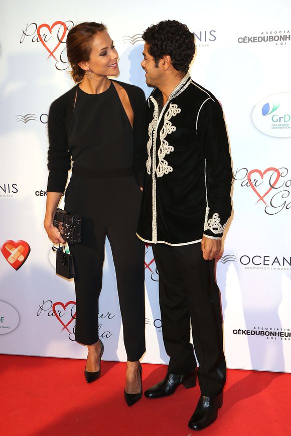 Mélissa Theuriau et son mari Jamel Debbouze - Personnalités au gala "Par Coeur" pour les 10 ans de l'association "Cekedubonheur" au pavillon d'Armenonville à Paris. Le 24 septembre 2015