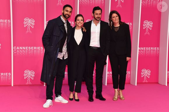 Joakim Latzko, Elodie Varlet, Emanuele Giogi et Anne Decis de la série "Plus Belle la Vie" au photocall du deuxième jour de la 2ème édition du "Canneseries" au palais des Festivals à Cannes, France, le 6 avril 2019. © Bruno Bébert/Bestimage