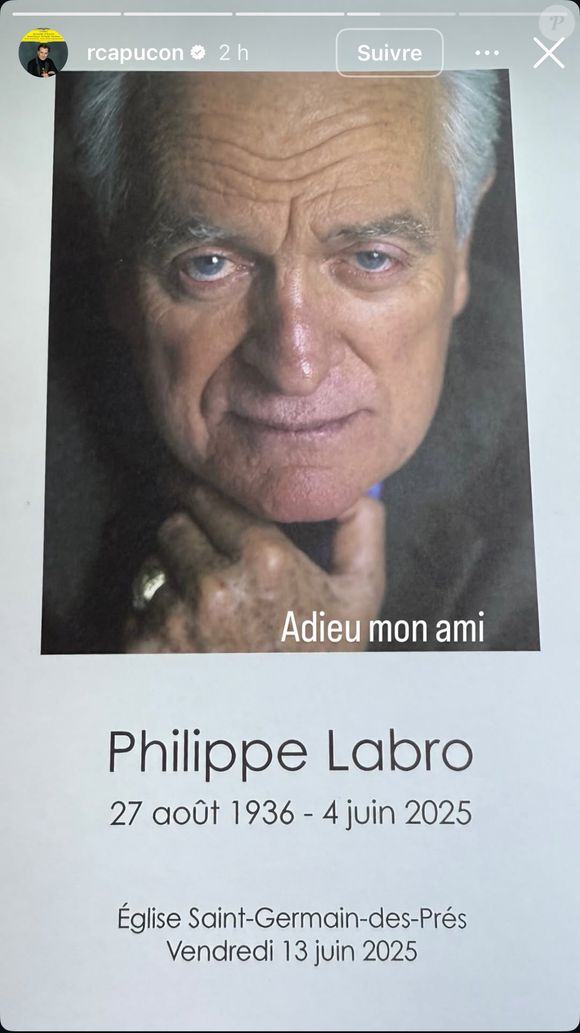 via une story en toute simplicité et un long post bouleversant.

Capture d'écran story de Renaud Capuçon sur Instagram ce vendredi 13 juin 2025.