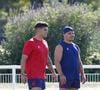 Matthieu Jalibert a lui aussi passé ses vacances dans le même pays

Matthieu Jalibert et Antoine Dupont lors de l'entrainement l'équipe de France de Rugby à Rueil Malmaison, France, le 4 septembre 2023. © Michael Baucher/Panoramique/Bestimage