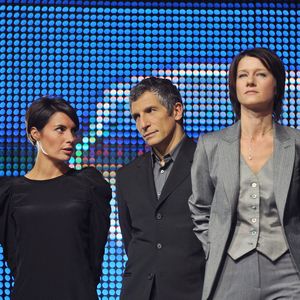 Jean-Luc Delarue, Nagui et Alessandra Sublet lors du concert de bienfaisance en faveur d'Haïti organisé au profit de l'association « Fondation de France », qui s'est tenu au Zénith de Paris, en France, le 24 janvier 2010. Photo de Thierry Orban/ABACAPRESS.COM