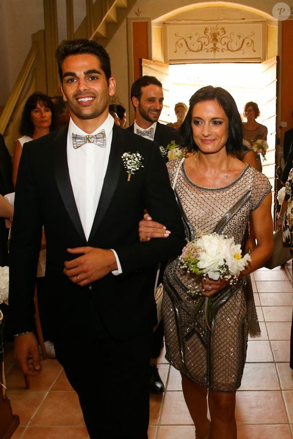 Exclusif - Christophe Licata et sa femme Coralie - Mariage religieux en l'église de Villanova d' Alizée et Grégoire Lyonnet - Villanova le 18 juin 2016 © Olivier Huitel - Olivier Sanchez / Bestimage - Crystal