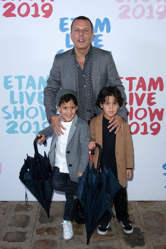 Jean-Roch et ses enfants assistant au défilé Etam hiver 2019/été 2020 dans le cadre de la semaine de la mode à Paris, en France, le 24 septembre 2019. Photo by Aurore Marechal/ABACAPRESS.COM