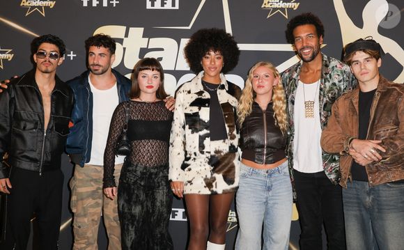 Loris Triolo, Louve Le Coadou, Charry Yara, Charlie Loiselier, Llan Evans et Clément Massy - Photocall de la soirée de lancement de la 13ème saison de la "Star Academy" au cinéma Le Grand Rex à Paris. La Star Academy 2025 sera diffusé à partir du 18 octobre 2025 sur TF1.
© Guirec Coadic/Bestimage