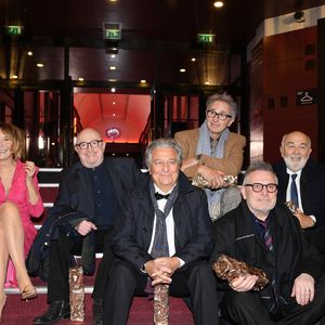 Rétro - Décès de Michel Blanc - César d'anniversaire pour le Splendide - Marie Anne Chazel, Michel Blanc, Christian Clavier, Thierry Lhermitte, Gérard Jugnot, Josiane Balasko, Bruno Moynot lors de la pressroom (press room) remise des prix lors de la 46ème cérémonie des César à l'Olympia à Paris le 12 mars 2021
©   Pascal le Segretain /  Pool / Bestimage