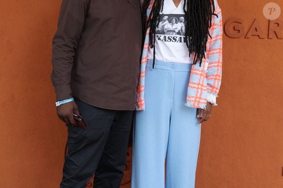 Lilian Thuram et sa femme Kareen Guiock Thuram - Célébrités au village des Internationaux de France de tennis de Roland Garros 2024 à Paris le 7 juin 2024.  © Jacovides-Moreau/Bestimage