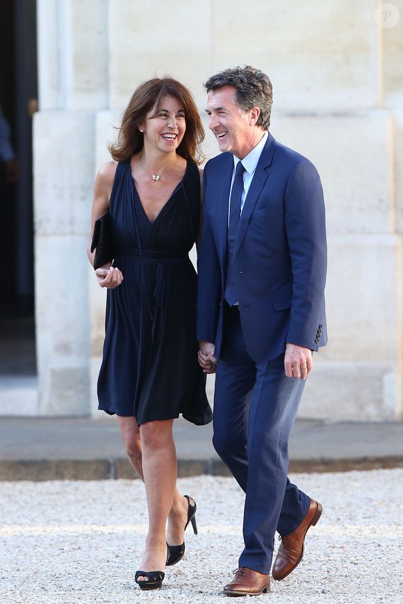 François Cluzet et sa femme Narjiss Slaoui-Falcoz - Le roi Felipe VI et la reine Letizia d'Espagne, reçus par François Hollande, président de la République française, pour un dîner d' Etat au Palais de l'Elysée à Paris le 2 juin 2015. © BORDE-MOREAU / BESTIMAGE