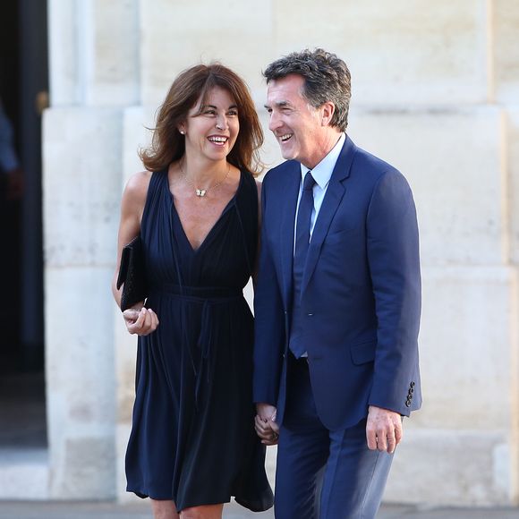 François Cluzet et sa femme Narjiss Slaoui-Falcoz - Le roi Felipe VI et la reine Letizia d'Espagne, reçus par François Hollande, président de la République française, pour un dîner d' Etat au Palais de l'Elysée à Paris le 2 juin 2015. © BORDE-MOREAU / BESTIMAGE