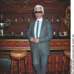 Karl Lagerfeld déjeuner à l’Hôtel de Paris à Monaco pour le prix Nijnsky.  BERTRAND RINDOFF PETROFF / BESTIMAGE
