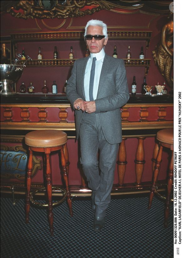 Karl Lagerfeld déjeuner à l’Hôtel de Paris à Monaco pour le prix Nijnsky.  BERTRAND RINDOFF PETROFF / BESTIMAGE