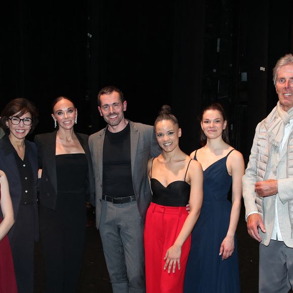 Exclusif - Rachida Dati (Ministre de la Culture), Alexandra Cardinale (Productrice du Ballet), Julien Lestel (Chorégraphe du Ballet), Dominique Desseigne et la troupe - Célébrités assistent à la générale du Ballet "Carmen" au théâtre Libre à Paris le 9 avril 2025. © Bertrand Rindoff/Bestimage