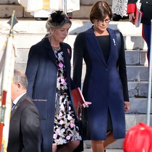 La princesse Caroline de Hanovre, la princesse Stéphanie de Monaco - La famille princière de Monaco quitte la cathédrale Notre-Dame Immaculée ou la messe solennelle d'action de grâce et un Te Deum ont été célébré à l'occasion de la Fête Nationale de Monaco le 19 novembre 2024. © Dominique Jacovides - Bruno Bebert / Bestimage