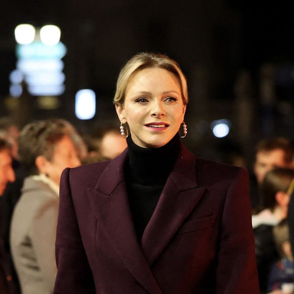 La princesse Charlene de Monaco - La famille princière de Monaco lors de l'embrasement de la barque dans le cadre des célébrations de la Sainte-Dévote, Sainte Patronne de Monaco le 26 janvier 2024. © Claudia Albuquerque / Bestimage