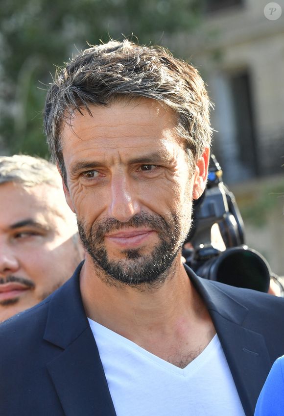 Tony Estanguet Célébration des JO Paris 2024 un an après dévoilement du projet du Monument des Championnes et des Champions samedi 26 juillet 2025 Pont Saint Louis Paris © Alexanfre Fay / Pixplanete / Bestimage