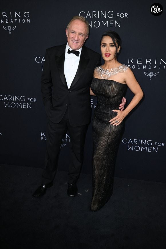 Salma Hayek et François-Henri Pinault lors du dîner « Caring for Women » organisé par la Fondation Kering à New York, aux États-Unis. Date de la photo : lundi 9 septembre 2024. ...