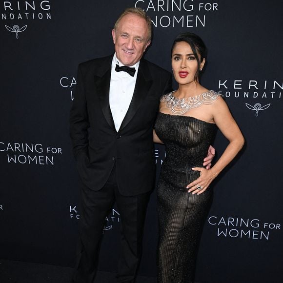 Salma Hayek et François-Henri Pinault lors du dîner « Caring for Women » organisé par la Fondation Kering à New York, aux États-Unis. Date de la photo : lundi 9 septembre 2024. ...
